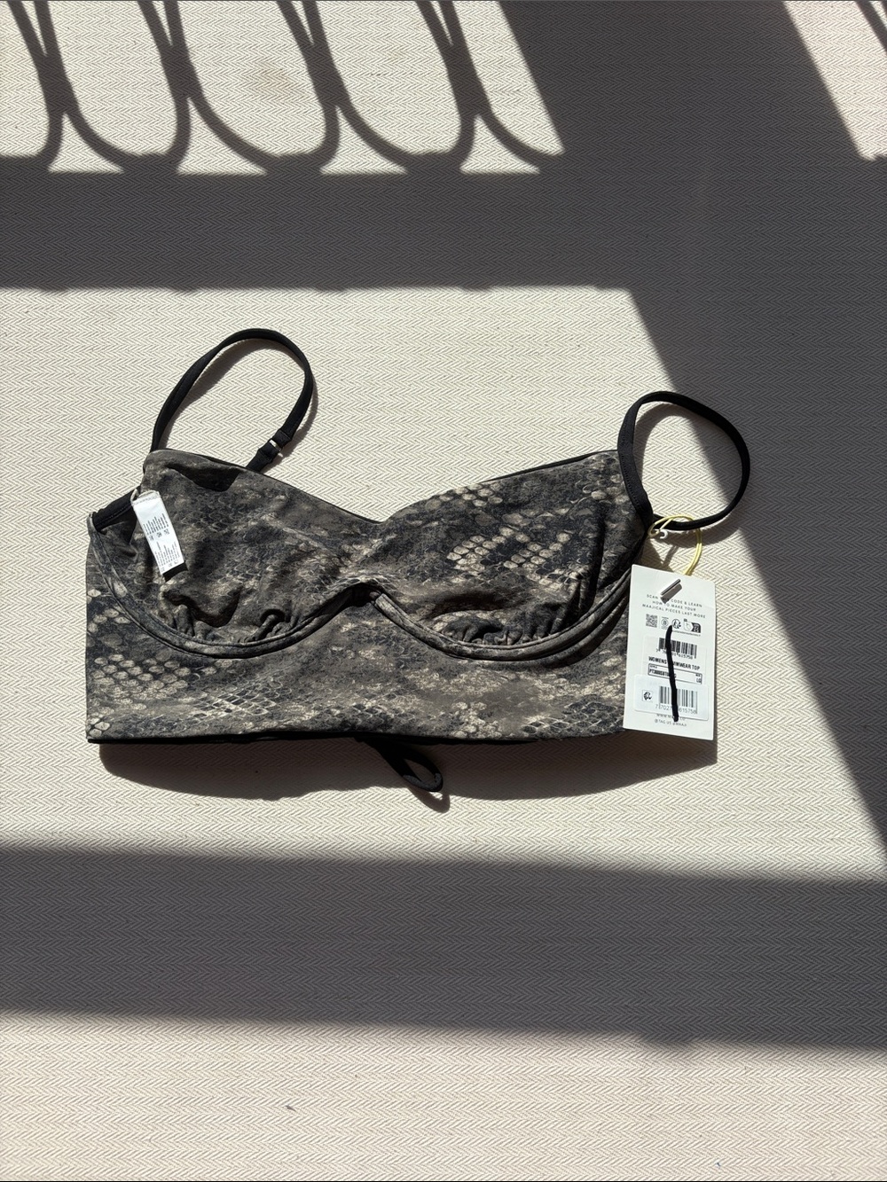 Maki Gray Snake-Print Bralette Swim Top
